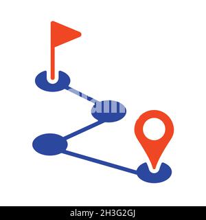 Route vector glyph icon. Navigation sign. Graph symbol for travel and tourism web site and apps design, logo, app, UI Stock Vector
