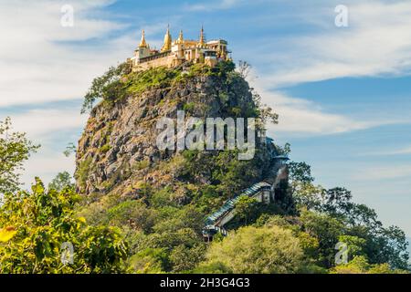 View of Mt Popa mountain in Myanmar Stock Photo
