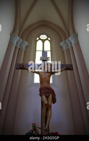 Castelpetroso - Molise - Basilica Minore dell'Addolorata Sanctuary - The precious crucifix representing the suffering of Christ Stock Photo