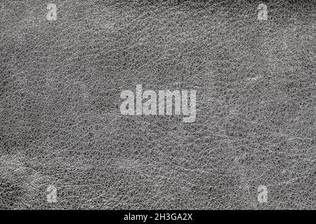 Texture of rough crumpled genuine leather close-up, gray black color, wrinkles, matte surface, trendy background Stock Photo