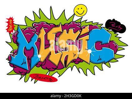 Graffiti Music Stock Photo