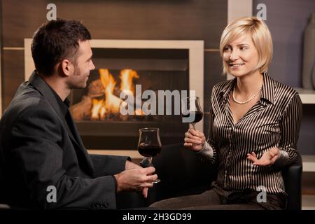 Elegant couple drinking wine Stock Photo