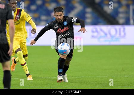 Napels, Italy. 28th Oct, 2021. NAPELS, ITALY - OCTOBER 28: Lorenzo Insigne during the Serie A match between SSC Napoli and Bologna FC at Stadio Diego Armando Maradona on October 28, 2021 in Napels, Italy (Photo by Ciro Santangelo/Orange Pictures) Credit: Orange Pics BV/Alamy Live News Stock Photo