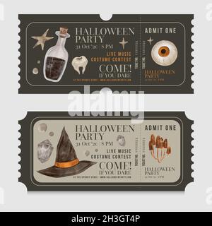halloween ticket collection template design vector illustration Stock Vector