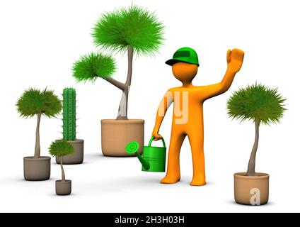 Gardener With Plants Stock Photo