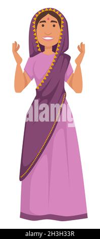 indian woman in national costume clothes vector illustration Stock ...