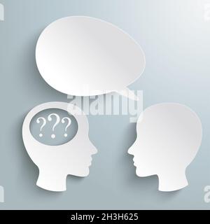 Two Heads Speech Bubble Question Marks PiAd Stock Photo