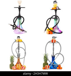 Collage of hookah isolated on a white background Stock Photo