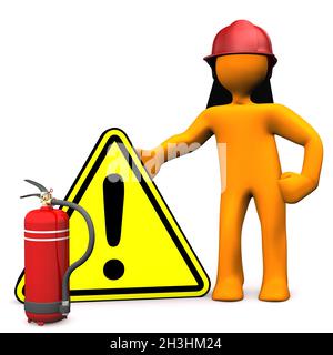 Fireman Danger Extinguisher Stock Photo