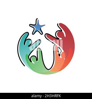 Colorful vector human icon symbol with star. People in abstract and flat style for element design. Vector illustration EPS.8 EPS.10 Stock Vector