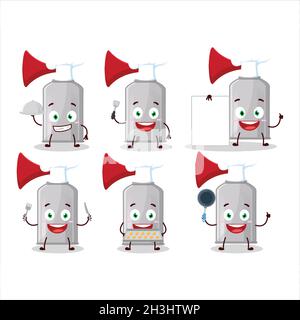 Cartoon character of air horn with various chef emoticons. Vector illustration Stock Vector