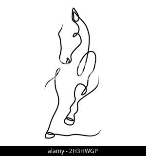 Running black line horse on white background. Vector graphic icon animal. Vector illustration EPS.8 EPS.10 Stock Vector