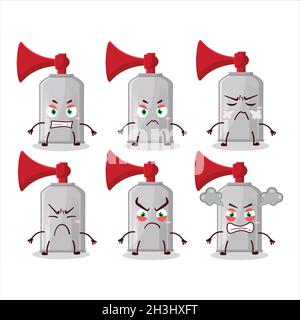 Air horn cartoon character with various angry expressions. Vector illustration Stock Vector