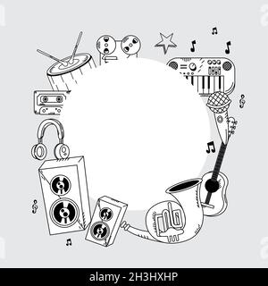 instruments in circular frame Stock Vector