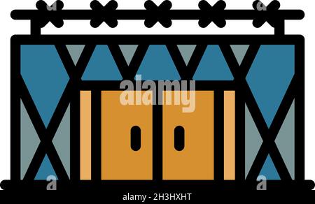 Prison building icon. Outline prison building vector icon color flat isolated Stock Vector