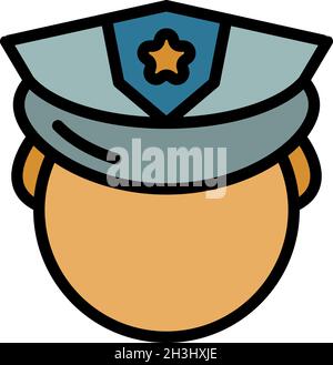 Prison guard icon. Outline prison guard vector icon color flat isolated Stock Vector