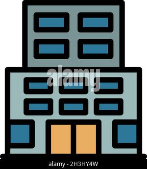 Prison building icon. Outline prison building vector icon color flat isolated Stock Vector