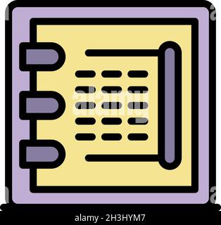 Notary notebook icon. Outline notary notebook vector icon color flat isolated Stock Vector