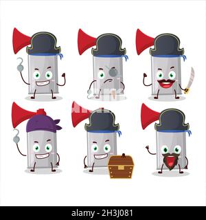 Cartoon character of air horn with various pirates emoticons. Vector illustration Stock Vector