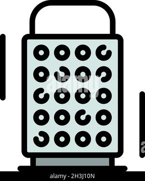 Kitchen grater icon. Outline kitchen grater vector icon color flat isolated Stock Vector