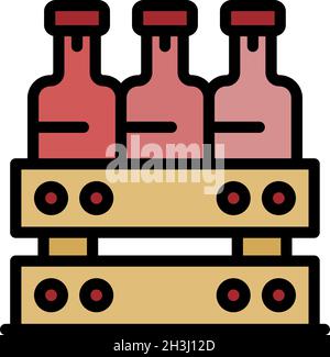 Box with alcohol icon. Outline box with alcohol vector icon color flat isolated Stock Vector