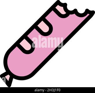 Bit sausage icon. Outline bit sausage vector icon color flat isolated Stock Vector