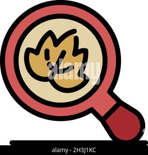 Grape leaf and magnifier icon. Outline grape leaf and magnifier vector icon color flat isolated Stock Vector