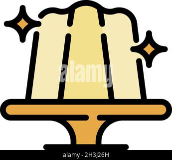 Panna cotta cake on a stand icon. Outline panna cotta cake on a stand vector icon color flat isolated Stock Vector