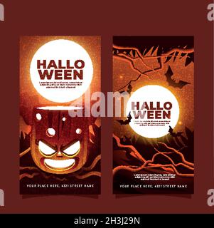 realistic halloween vertical banners set vector design illustration Stock Vector