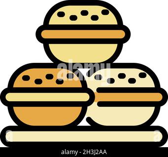 Three macaroons icon. Outline three macaroons vector icon color flat isolated Stock Vector