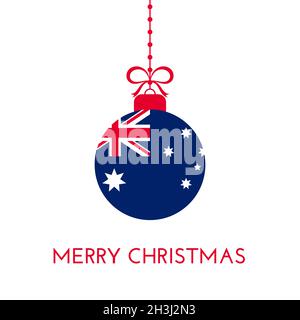 Merry Christmas and new year ball with Australia flag. Christmas Ornament. Vector stock illustration Stock Vector