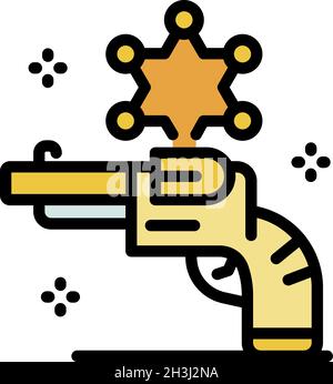 Policeman revolver icon. Outline policeman revolver vector icon color flat isolated Stock Vector