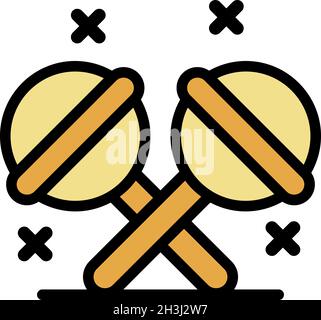 Two chupa chups icon. Outline two chupa chups vector icon color flat isolated Stock Vector