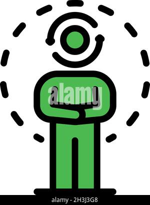 Recycling man head icon. Outline recycling man head vector icon color flat isolated Stock Vector