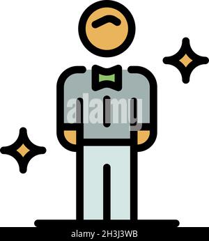 Barman icon. Outline barman vector icon color flat isolated Stock Vector