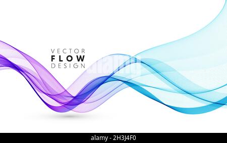 Vector abstract colorful flowing wave lines isolated on white background. Design element for wedding invitation, greeting card Stock Vector