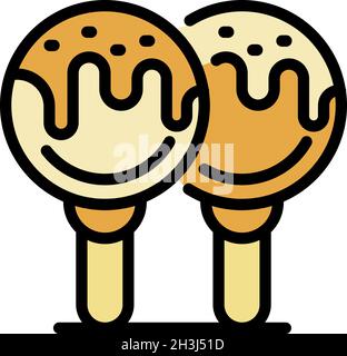 Two lollipops icon. Outline two lollipops vector icon color flat isolated Stock Vector