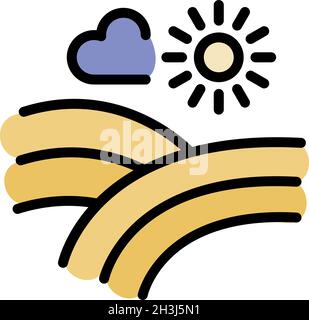Rainbow sun and cloud icon. Outline rainbow sun and cloud vector icon color flat isolated Stock Vector