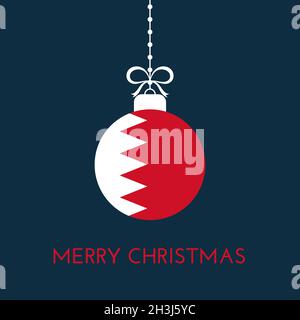 Merry Christmas and new year ball with Bahrain flag. Christmas Ornament. Vector stock illustration Stock Vector