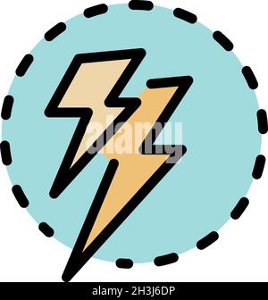 Two lightning icon. Outline two lightning vector icon color flat isolated Stock Vector