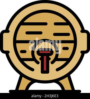Barrel of wine icon. Outline barrel of wine vector icon color flat isolated Stock Vector