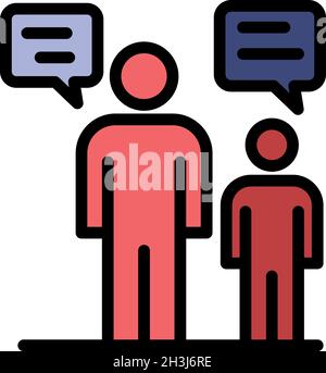 Family chat talking icon. Outline family chat talking vector icon color flat isolated Stock Vector