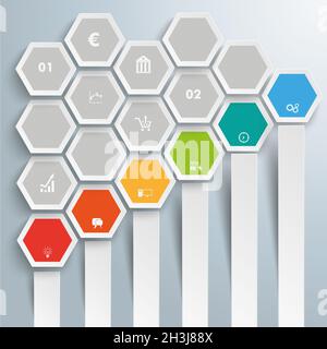 Hexagon Chart Growth Bars Honeycomb PiAd Stock Photo