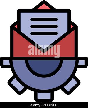Gear mail wheel icon. Outline gear mail wheel vector icon color flat isolated Stock Vector