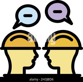 Communications engineer chat icon. Outline communications engineer chat vector icon color flat isolated Stock Vector
