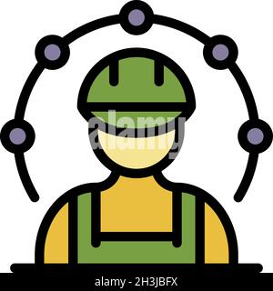 Communications antenna engineer icon. Outline communications antenna engineer vector icon color flat isolated Stock Vector