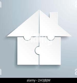 White 4 Puzzles House PiAd Stock Photo