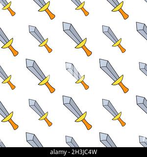 war sword seamless pattern textile print Stock Vector