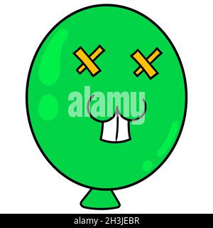 cute plain faced green balloon Stock Vector