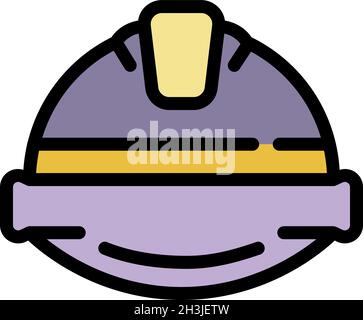Communications engineer helmet icon. Outline communications engineer helmet vector icon color flat isolated Stock Vector